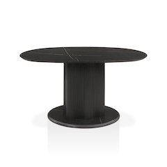 Elara Iron Base Pedestal Oval Dining Table