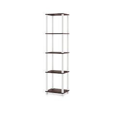 Seni 5-Tier 15-Inch Shelves Wood Open Bookcase