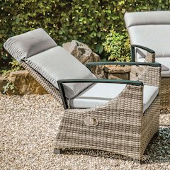 Antigua Modern Adjustable Patio Armchair, Brown and Beige
