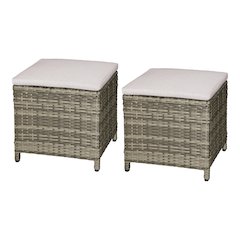 Antigua Modern Wicker Patio Ottoman (Set of 2), Brown