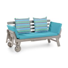 Kona Wood Modern Convertible Twin Daybed, Grey and Blue