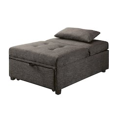 Lilian Contemporary Fabric Tufted Futon Ottoman in Dark Gray