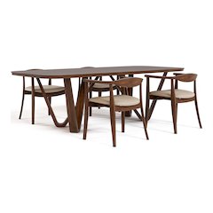 Ralmon 5-Piece Rich Walnut Solid Wood Dining Table Set