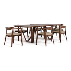 Ralmon 7-Piece Rich Walnut Solid Wood Dining Table Set