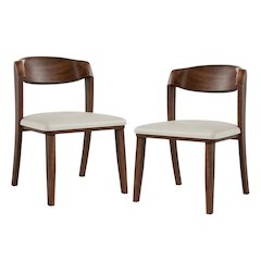 Rich Walnut Dining Chairs Set of 2 with Solid Wood Frame and Comfortable Seating