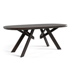 Pradan Solid Wood 3D Cuts Top Oval Dining Table