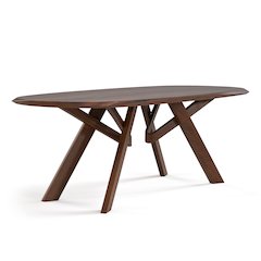 Pradan Solid Wood 3D Cuts Top Oval Dining Table