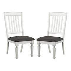 Cassie Wood Padded Dining Chair in Antique White (Set of 2)