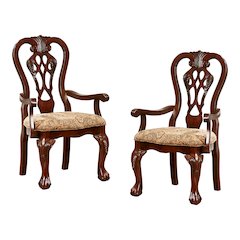 Wilson Wood Dining Arm Chair in Brown Cherry (Set of 2)