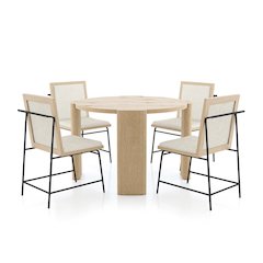 Hallond 5-Piece Solid Wood Round Dining Table Set in Oak