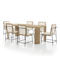 Hallond 7-Piece Solid Wood Dining Table Set in Oak