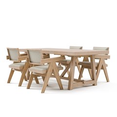 Oldbury 5-Piece Solid Wood Dining Table Set in Natural Oak
