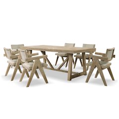 Oldbury 7-Piece Solid Wood Dining Table Set in Natural Oak