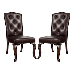 Ramsaran Faux Leather Dining Chair in Brown Cherry (Set of 2)