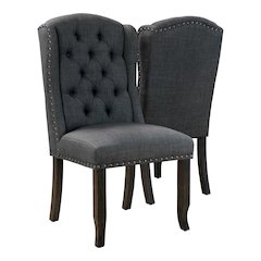 Sinuata Fabric Tufted Side Chair in Grey (Set of 2)