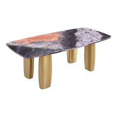 Bexar Sintered Stone Top Dining Table with Gold Legs