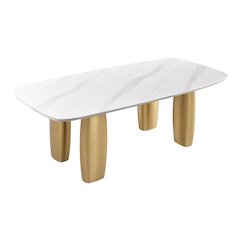 Bexar Sintered Stone Top Dining Table with Gold Legs
