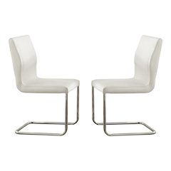 Moya Faux Leather Dining Chair in White (Set of 2)