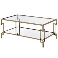 Anaheim Metal 1-Shelf Coffee Table in Gold Champagne