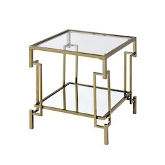 Anaheim Metal 1-Shelf End Table in Gold Champagne