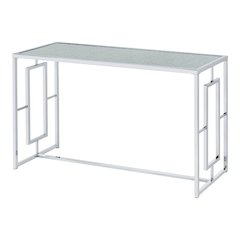 Harper Metal Chrome Sofa Table with Pattern Top in Chrome