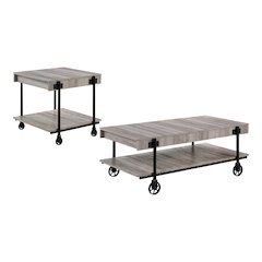 Acres Wood Natural 2-Piece Coffee Table Set with Wheels