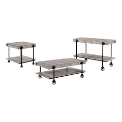 Acres Wood Natural 3-Piece Coffee Table Set with Wheels