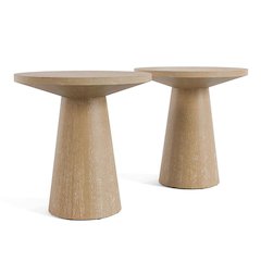 Oldbury 2-Piece Modern Round Wood Pedestal End Table Set