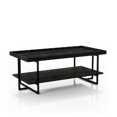 Prakers Industrial Wood 1-Shelf Coffee Table in Black