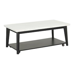 Isolde Wood and Marble Rectangle Coffee Table in White