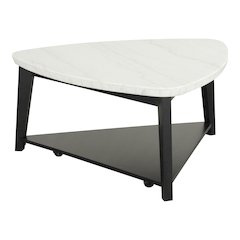 Isolde Wood and Marble Triangle Coffee Table in White