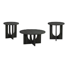 Carmel Modern Solid Wood 3-Piece Round Coffee Table Set