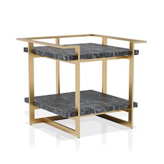 Meliman Contemporary Metal 1-Shelf End Table in Gold and Black
