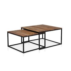 Druze Wood 2-Piece Nesting Table Set in Natural Oak