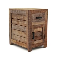 Ruga Rustic Solid Wood Storage Side Table in Natural Tone