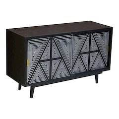 Kanan Art Deco Solid Wood Sliding Door Buffet in Black