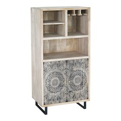 Druze Wood Multi-Storage Wine Cabinet in Natural and Black