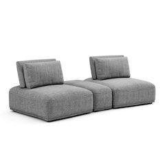 Tatiana Chenille 3-Piece Modular Sectional Loveseat with Wedge Ottoman