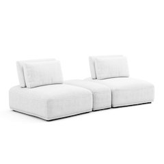 Tatiana Chenille 3-Piece Modular Sectional Loveseat with Wedge Ottoman