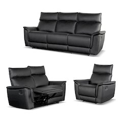 Telimate 3-Piece Leather Reclining Sofa Set