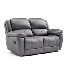 Torrel Modern Leather Match Reclining Loveseat, Dark Grey