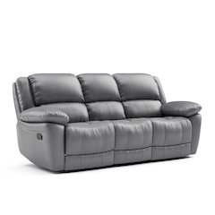 Torrel Modern Leather Match Reclining Sofa, Dark Grey