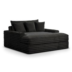 Cafein Contemporary Chenille Two Arm Chaise with USB Port
