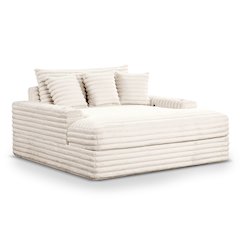 Cafein Contemporary Chenille Two Arm Chaise with USB Port