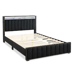 Fynor Velvet Kids Platform Bed with LED and USB Ports