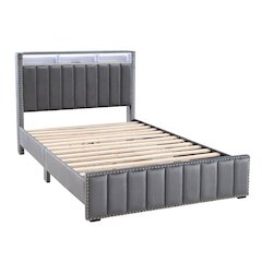 Fynor Velvet Kids Platform Bed with LED and USB Ports