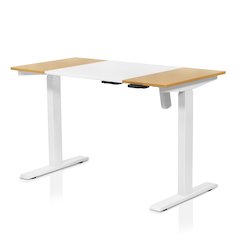 Quade Wood and Metal Height Adjustable Desk in White