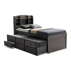 Balthazar Stain Grey Solid Wood Twin Captain Bed