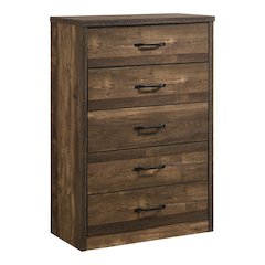 Kodo Rustic Wood 5-Drawer Chest in Walnut