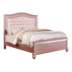Paisley Contemporary Wood Queen Panel Bed in Rose Gold
